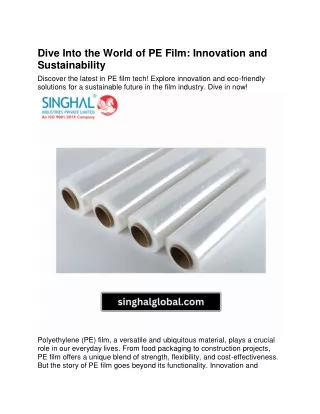 Dive Into the World of PE Film- Innovation and Sustainability
