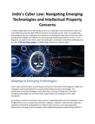 India's Cyber Law: Navigating Emerging Technologies and Intellectual Property Co