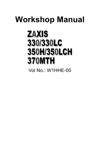 HITACHI ZAXIS 330LC EXCAVATOR Service Repair Manual