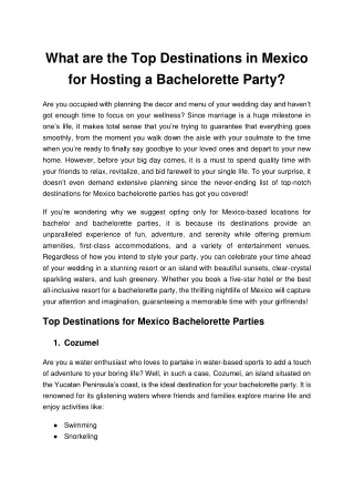 What are the Top Destinations in Mexico for Hosting a Bachelorette Party_