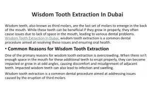 Wisdom Tooth Extraction In Dubai