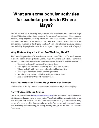 What are some popular activities for bachelor parties in Riviera Maya