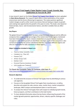 Clinical Trial Supply Chain Market
