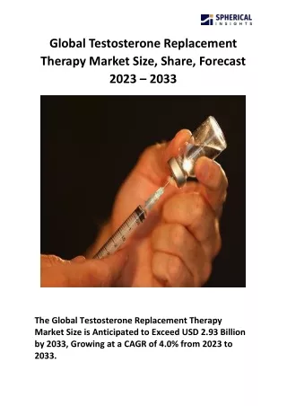 Global Testosterone Replacement Therapy Market Size