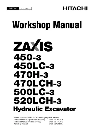 HITACHI ZAXIS 520LCH-3 EXCAVATOR Service Repair Manual