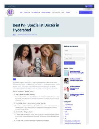 Best IVF Specialist Doctor in Hyderabad