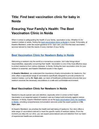 Title_ Find best vaccination clinic for baby in Noida