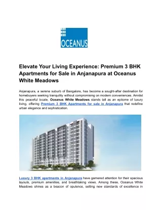 Elevate Your Living Experience_ Premium 3 BHK Apartments for Sale in Anjanapura at Oceanus White Meadows