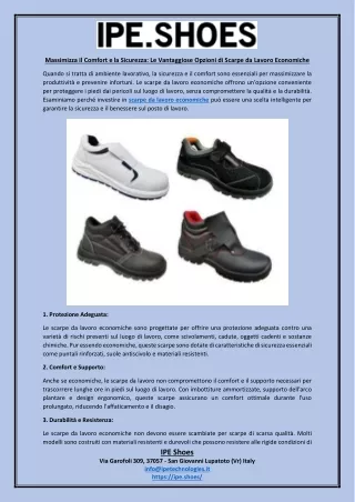 Massimizza il Comfort e la Sicurezza Le Vantaggiose Opzioni di Scarpe da Lavoro Economiche