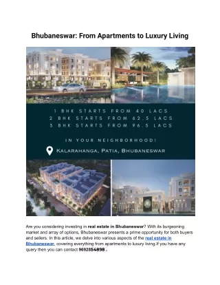 Bhubaneswar: From Apartments to Luxury Living