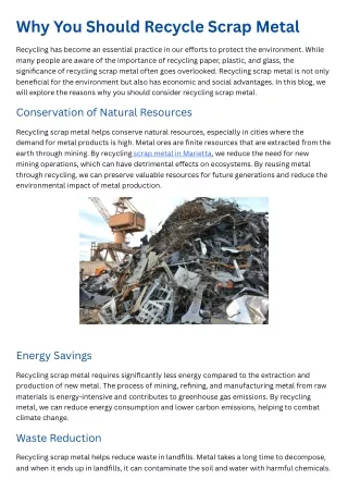 Why You Should Recycle Scrap Metal