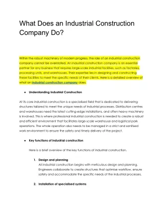 What Does an Industrial Construction Company Do