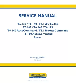 New Holland T6.165 Tractor Service Repair Manual