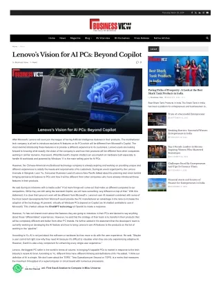 Lenovo’s Vision for AI PCs Beyond Copilot