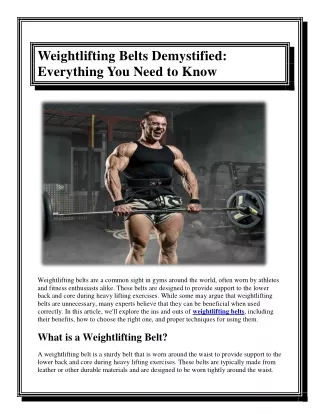 Weightlifting Belts Demystified Everything You Need to Know