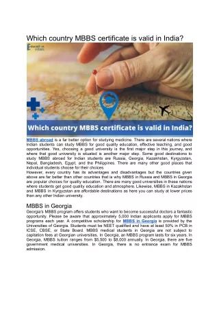 Which country MBBS certificate is valid in India_