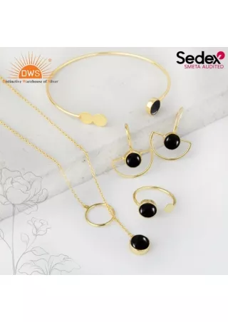 Stunning Black Agate Jewelry Set for Sale