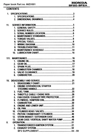 Honda Marine Outboard BF20 Service Repair Manual