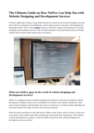 The Ultimate Guide on How NetPyx Can Help You with Website Designing and Development Services