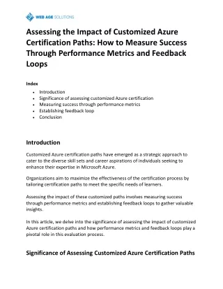 Assessing the Impact of Customized Azure Certification Paths How to Measure Success Through Performance Metrics and Feed