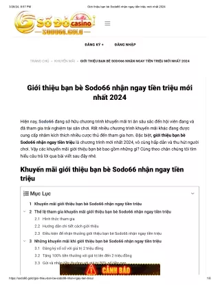 Giới thiệu bạn bè Sodo66 nhận ngay tiền triệu mới nhất 2024