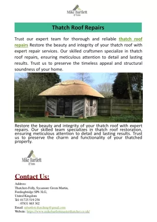 Thatch roof repairs