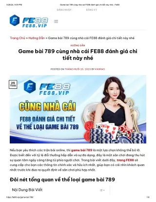 Game bài 789 cùng nhà cái FE88 đánh giá chi tiết này nhé - Fe88
