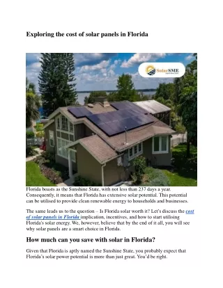 Exploring the cost of solar panels in Florida