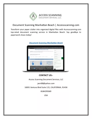 Document Scanning Manhattan Beach | Accessscanning.com