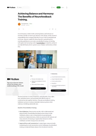 Achieving Balance and Harmony: The Benefits of Neurofeedback Training.