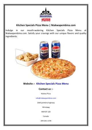 Kitchen Specials Pizza Menu  Niakwapembina.com