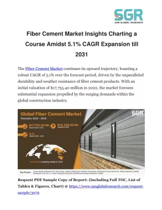 Fiber Cement Market Insights Charting a Course Amidst 5.1% CAGR Expansion till 2