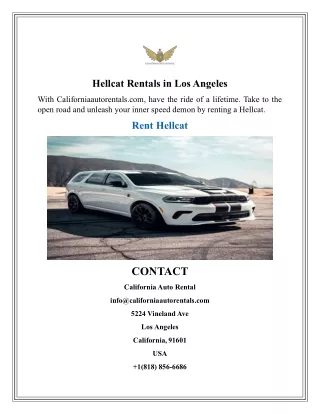 Hellcat Rentals in Los Angeles