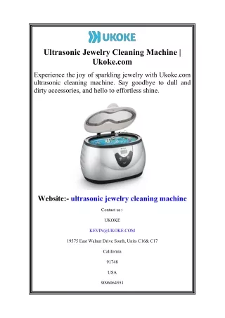 Ultrasonic Jewelry Cleaning Machine  Ukoke.com