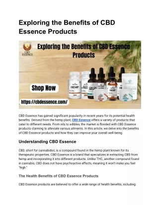 Exploring the Benefits of CBD Essence Products