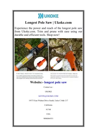 Longest Pole Saw  Ukoke.com