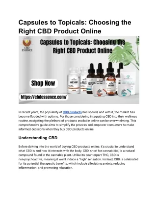 From Capsules to Topicals_ Choosing the Right CBD Product Online