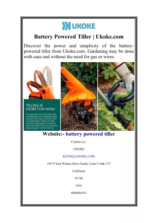Battery Powered Tiller  Ukoke.com