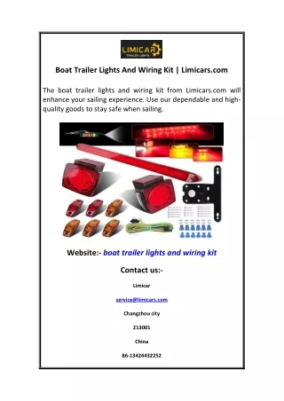 Boat Trailer Lights And Wiring Kit  Limicars.com