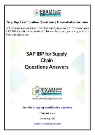 Sap Ibp Certification Questions Examstudyzone.com