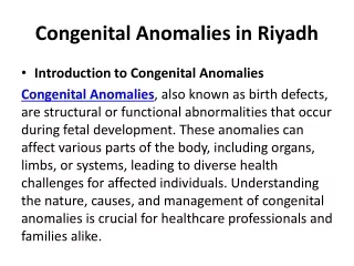 Congenital Anomalies in Riyadh