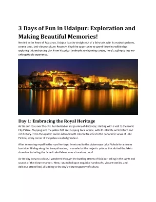 3 Days of Fun in Udaipur