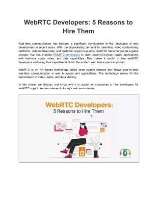 WebRTC Developers_ 5 Reasons to Hire Them