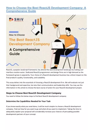 Steps to Choose The Best React.js Development Company- Ultimate Guide