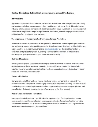 Cooling Circulators_ Cultivating Success in Agrochemical Production
