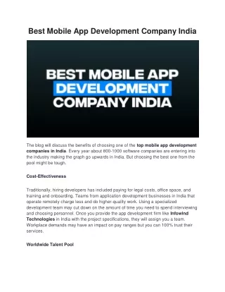 Best Mobile App Development Company India