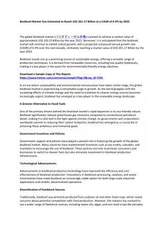 Biodiesel Market Share, Size and Forecast to 2032