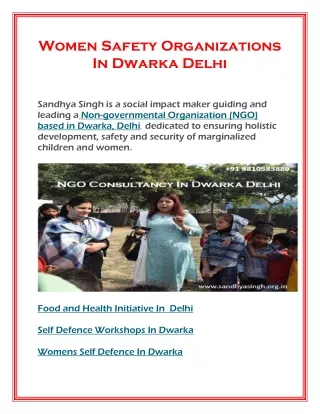 Women Safety Organizations In Dwarka Delhi