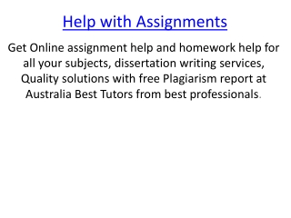 Help with Assignments