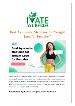 Best Ayurvedic Medicine for Weight Loss for Females